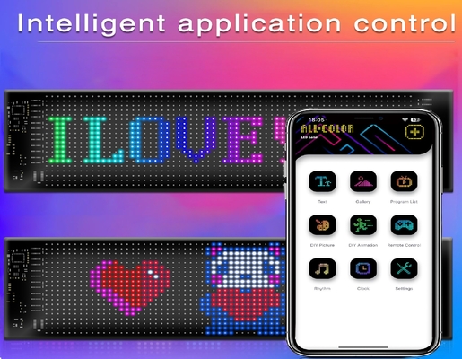 App Control LED Sign Board 20*64 انعطاف پذیر USB قابل برنامه ریزی سفارشی اسکرول کردن پیام نشانه های خودرو صفحه نمایش دیجیتال