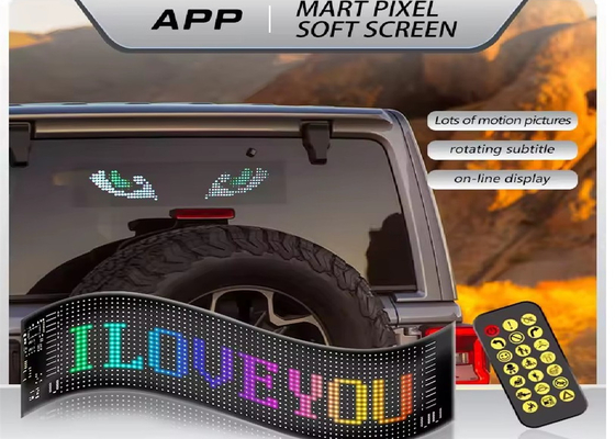 برنامه ریزی شده DIY Scrolling Text 5V USB کنترل بی سیم RGB انعطاف پذیر LED Car Sign برای تبلیغات