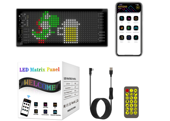 برنامه ریزی شده DIY Scrolling Text 5V USB کنترل بی سیم RGB انعطاف پذیر LED Car Sign برای تبلیغات