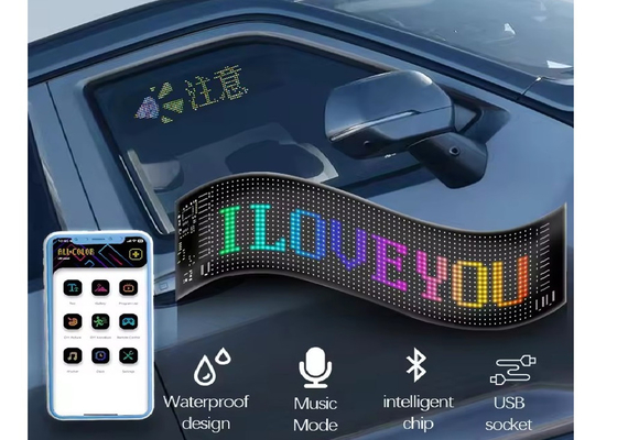 APP کنترل انعطاف پذیر صفحه نمایش LED چرخش پیام سفارشی متن تابلو تابلو LED نمایش دیجیتال برای ماشین