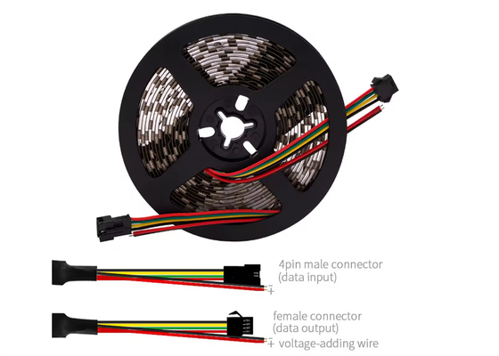 DC12V خط سیگنال دوگانه دیجیتال LED نوار انعطاف پذیر WS2815 SMD5050 IP20 60led 60Pixel RGB WS2815b IC
