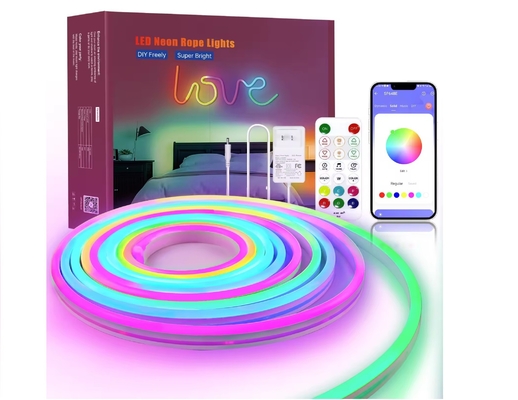 5M رنگ کامل RGB LED نیون انعطاف پذیر سیلیکون محیط نور نوار هوشمند DIY دیجیتال راه رفتن نوار نور مجموعه TUYA APP