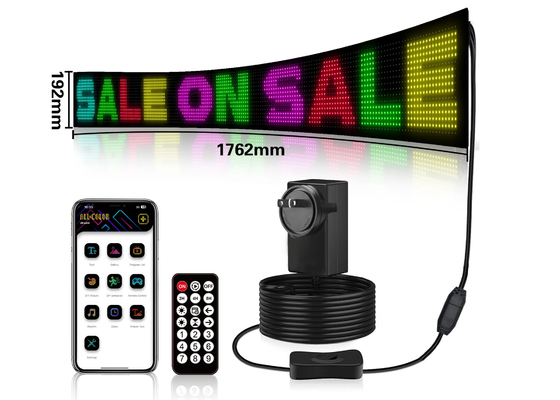 حرکت در تبلیغات نشانه های ال ای دی انعطاف پذیر بلوتوث کامل RGB 5VDC کابل USB منبع برق برای فروشگاه ماشین هتل