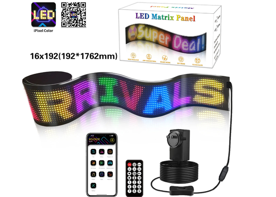 حرکت در تبلیغات نشانه های ال ای دی انعطاف پذیر بلوتوث کامل RGB 5VDC کابل USB منبع برق برای فروشگاه ماشین هتل