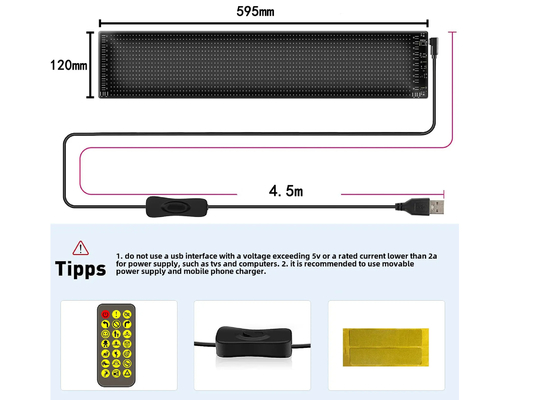 برچسب هوشمند ماشین 120x595mm RGB LED پویا کامیون چراغ چشم شیطان برای نمایشگاه هوشمند در فضای باز IP65