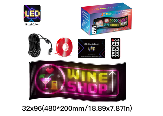 32*96 دو ردیف ال ای دی تبلیغاتی صفحه نشان خودرو پیکسل انعطاف پذیر قابل برنامه ریزی حرکت DIY صفحه ماتریس متنی