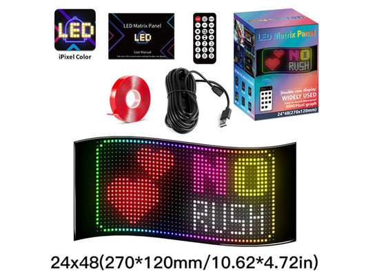 صفحه نمایش 24*48 LED Flexible Light APP Control Car Advertising Screen Ip65 صفحه نمایش کامل رنگ ماشین با کیفیت بالا